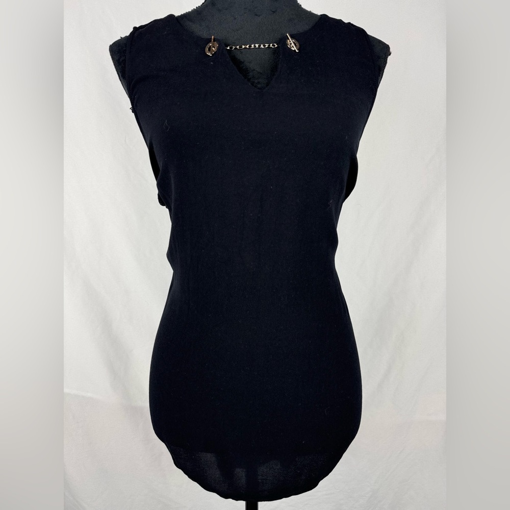 Torrid Black Sleeveless Blouse with Chain Detail